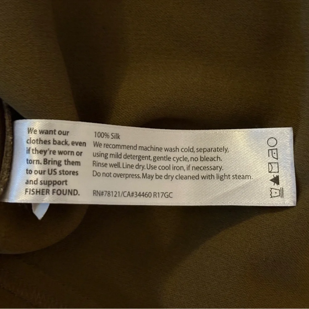 Eileen Fisher 100% Silk Olive Tank Top. Size M - Picture 4 of 4